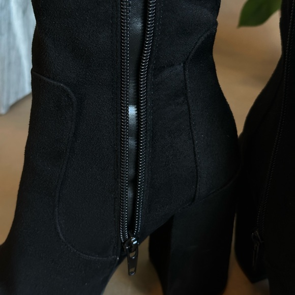 Black suede high heeled ankle boots | Size 7 - Picture 8 of 14